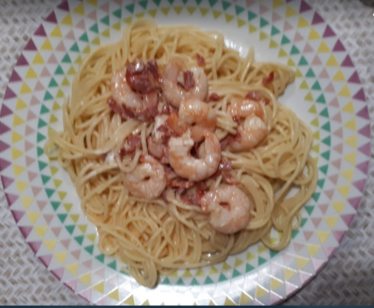 Spaghettis aux crevettes-chorizo